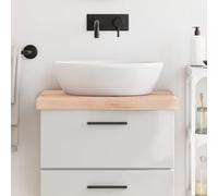 Plateau de lavabo en bois de chêne massif - 60 x 60 x (2-6) cm - Fabriqué à la main avec bord naturel - Non traité - Pour salle de bain, cuisine, atelier, bureau, île de cuisine, bricolage