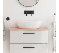 Plateau de lavabo en bois de chêne massif laqué marron clair 80 x 30 x 2 cm | Bois de chêne massif, surface laquée, fabriquée à la main avec bord naturel, utilisation polyvalente comme étagère ou plateau
