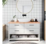 Plateau de lavabo en bois massif de chêne marron clair 140 x 60 cm | Pliable avec charnières, bord naturel fait à la main, laqué, polyvalent comme étagère ou plateau de table