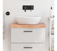 Plateau de lavabo en bois massif de chêne marron clair 60 x 40 x 2-6 cm traité à la main avec bord naturel, polyvalent comme étagère ou plateau de table