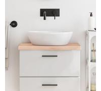 Plateau de lavabo en bois massif de chêne non traité 60 x 40 x (2-4) cm avec bord naturel, résistant aux rayures, imperméable, résistant à la chaleur, découpable, pour salle de bain, cuisine, atelier