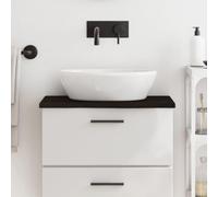 Plateau de lavabo en bois massif de chêne traité - 60 x 30 x 2 cm - Laqué marron foncé - Fabriqué à la main avec bord naturel - Utilisation polyvalente comme étagère ou plateau de table