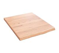 Plateau de lavabo en bois massif marron clair 40 x 50 x 2 cm avec bord naturel, plaque en bois laqué pour salle de bain, cuisine, atelier, résistant aux rayures et imperméable