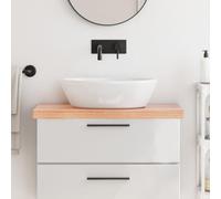 Plateau de lavabo marron clair 80 x 40 cm en bois massif traité | Bords en bois de chêne naturel, fait à la main, laqué, polyvalent comme étagère ou plateau de table