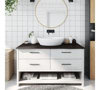 Plateau de lavabo marron foncé 100 x 60 x 2 cm en bois massif traité | Bords en bois de chêne naturel, fabriqué à la main, polyvalent comme étagère ou plateau de table