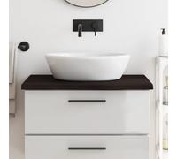 Plateau de lavabo marron foncé 80 x 60 cm en bois massif traité | Bord en chêne naturel, fabriqué à la main, polyvalent comme étagère ou plateau de table