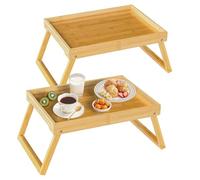 Plateau de lit en Bambou avec ieds Pliants, Plateau de Petit Déjeuner au lit, Plateau de Service pour la Cuisine, Plateau de Service, Plateau de Nourriture, Canapé, Snack (Beige)