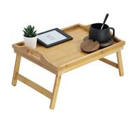 Plateau de lit en bambou avec pieds pliants, plateau de petit-déjeuner pour manger et utiliser un ordinateur portable. Plateau de service pour la chambre, plateau à collation, table de lit, table à de