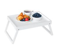 Plateau de lit en bambou avec pieds pliants, plateau pour le petit-déjeuner au lit, pour manger, servir, cuisine, canapé, collation ou travail, ordinateur portable (1, blanc)