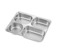 Plateau de nourriture divisé en acier inoxydable pour les repas de famille de bureau de cafétéria d ' école assiette de dîner d ' avec des compartiments assiette de cafétéria divisée en acier