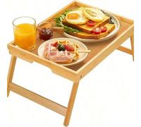 Plateau de petit-déjeuner pliable en bambou avec pieds réglables, design 3-en-1 pour le repas, le travail et l'ordinateur portable, robuste et de haute qualité, convient pour le lit, le canapé ou la c