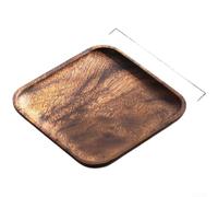 Plateau de pour service en Bois de Noyer pour américain - Design Épuré pour Thé Sec et Fruits - Bordures Arrondies 20x20cm(A)