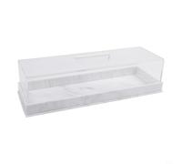 Plateau de pour service Rectangulaire en Acrylique avec Couvercle pour Gâteaux et Pâtisseries - Design Marbre 355x127x90mm(B)