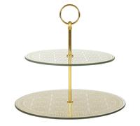 Plateau de Présentation 2 Niveaux Verre 25cm Doré