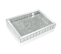 Plateau de Présentation Luxueux à Strass - Plateau rectangulaire Décoratif Multifonction pour les Petits Objets - 37.5x27.5x5cm