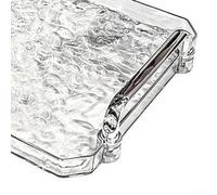 Plateau de rangement décoratif transparent avec poignée pour cuisine, bar, fête, collations, fruits, 35 cm (grand)