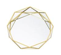 Plateau De Rangement En Métal, Verre Européen Vintage, Or Géométrique Rond Assiette De Fruits, Petits Articles De Bureau, Plateau D'affichage De Bijoux Miroir