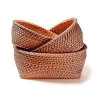 Plateau De Rangement En Rotin Tissé À La Main Set Rond Panier En Osier Pain Nourriture A