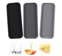 Plateau de rangement en silicone 23*9cm pour évier de cuisine, distributeur de savon, plateau de comptoir, support pour bouteilles de shampoing de salle de bain, tapis de drainage Black S