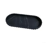 Plateau de Rangement en Silicone Souple avec Base Antidérapante - Dessin Ondulé Style Dentelle pour Comptoir - pour idéal pour Couverts et Décoration 30,5x13,5 cm(Black Marble)