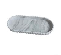 Plateau de Rangement en Silicone Souple avec Base Antidérapante - Dessin Ondulé Style Dentelle pour Comptoir - pour idéal pour Couverts et Décoration 30,5x13,5 cm(White Marble)