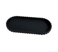 Plateau de Rangement Ovale en Silicone Souple - Tapis Décoratif Résistant à la Chaleur pour Comptoir - pour surface pour facile à Nettoyer pour idéal Salon 30,5x13,5 cm(Black)