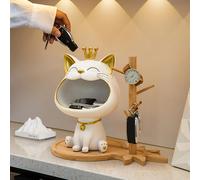 Plateau de rangement pour entrée de chat, couronne de Fortune, grande bouche, ornement décoratif, Sculpture légère de cadeau de pendaison de crémaillère de luxe, nouvelle collection White A