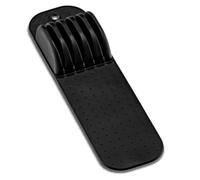 Plateau de rangement pour couteaux à 5 fentes - Insert fin pour porte-couteaux avec tapis antidérapant, rangement compact pour couteaux de cuisine (noir)