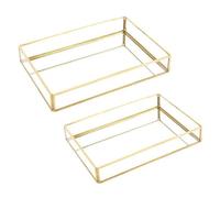 Plateau De Rangement Rétro Nordique Or Rectangle En Verre, 2 Pièces, Organisateur De Maquillage, Plateau De Dessert, Présentoir De Bijoux, Décor De Cuisine À Domicile S & M