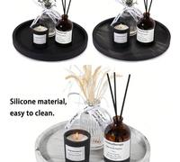 Plateau de rangement rond de 10,6 pouces à motif marbre, organisateur de salle de bain, facile à nettoyer, support de bougie, organisateur de maquillage en silicone, plateau à bijoux, convient pour le