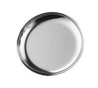Plateau de Rangement Rond en Acier pour Bijoux, Cosmétiques, Desserts & Petits Objets - Diamètre 10 cm - Alimentaire Résistant - Finition Elégante Placée sous Vide (Argent)