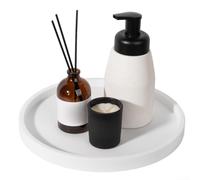 Plateau de rangement rond en silicone antidérapant - Passe au lave-vaisselle - Pour salle de bain et cuisine - Noir (blanc 18)