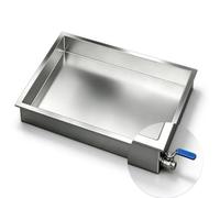 Plateau de Récupération Inox Avec Robinet de Vidange | Bac d'égouttement d'eau et d'huile en Acier Inoxydable Extra-épais, Soudé Sans Couture, Haute Résistance(14x4x4in)