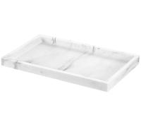 Plateau de salle de bain en résine, organisateur de table de maquillage, décoratif, rectangulaire, 25,5 x 15,5 x 2 cm. Couleur : blanc