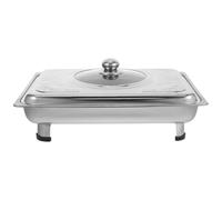 Plateau de Service avec Couvercle Rectangulaire Inox pour Buffet Restaurant | Argenté, Usage Self-service et Restaurant, Capacité Modérée, Simple et Moderne, Facile à Transporter Ranger
