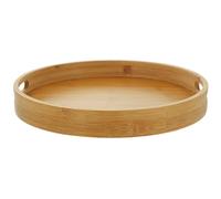 Plateau de Service avec Poignées en Bambou Rond pour Desserts et Thé | Design Japonerie Élégant, Surface Lisse sans Échardes, Transport Facile, Restaurant, Chariot-bar ou Réception Conviviale