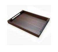 Plateau de Service Bois d'Acacia XL 53 × 43 cm - Poignées Métal | Plateau de service XXL en acacia 53 × 43 cm à poignées métal ; petit déjeuner au lit, service et déco ; grand plateau bois