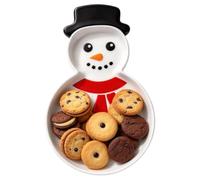 Plateau de service de Noël mignon bonhomme de neige plat apéritif | Plateau de service avec compartiments pour fêtes de Noël, événements, aliments, noix, fruits, bonbons, fromage, biscuits