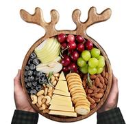 Plateau de service de Noël, planche à charcuterie en bois de bois | plateau de service en bois de cerf - pour décoration de table, fromage, dessert, biscuits, fruits, fête, buffet, dîner, brunch
