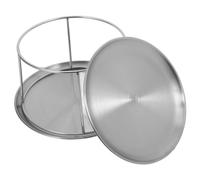 Plateau de Service Décoratif en Acier Inoxydable Double Couche | Présentoir à Deux Niveaux, Usage Buffet et Fête, Format Argenté, pour Huîtres, Crevettes et Crabes