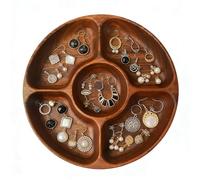 Plateau de service divisé, plateau de nourriture festif, 30 x 4,5 cm, organisateur de collations avec cinq compartiments, serveur d'apéritif en mélamine, planche à charcuterie circulaire avec style