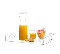 Plateau de Service en Acrylique avec poignée, Plateau de Service rectangulaire Transparent en Acrylique pour Petit-déjeuner, café, Pain, Cuisine