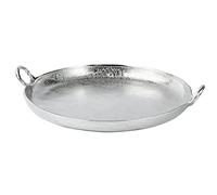 Plateau de service en aluminium argenté - Poignées rondes - Décoration de table - 37 cm