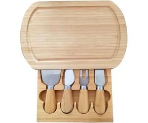 Plateau de service en bambou avec couteau, fourchette et planche à découper