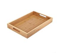 Plateau de service en bois avec poignées latérales allongées intégrées pour un transport stable de boissons, collations et pâtisseries de la cuisine à la table (poignée 38 x 26 x 4 cm)