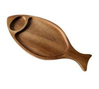 Plateau de service en bois d'acacia avec motif poisson | Ce plateau en bois d'acacia présente une silhouette de poisson unique, présentant du fromage, des steaks et des desserts avec