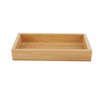 Plateau de Service en Bois de Bambou Naturel Rectangulaire pour Petit Déjeuner Café et Nourriture avec Bord Épais et Base Antidérapante (19,2 x 10,2 x 3 cm)