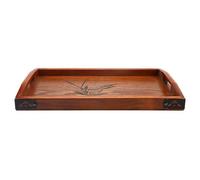 Plateau de service en bois - EINNENFFER - Rectangulaire - Poignées rustiques - Durable - Élégant