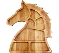 Plateau de service en bois en forme de cheval sur le thème du football pour collations, fruits, desserts, décoration de chambre à coucher, 35 x 25 cm