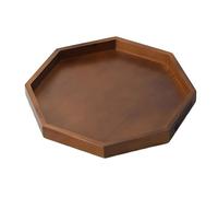 Plateau de service en bois octogonal, plateau en bois massif de 30 cm pour table basse, présentation de desserts, pain et pâtisseries, plateau marron pour décoration de la maison et rangement de table